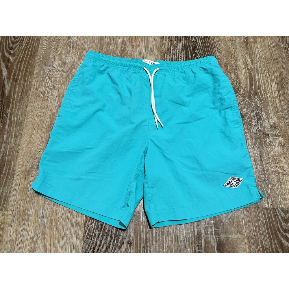 PacSun Men's Swim Shorts Turquoise Size S Drawstring Pockets Lined